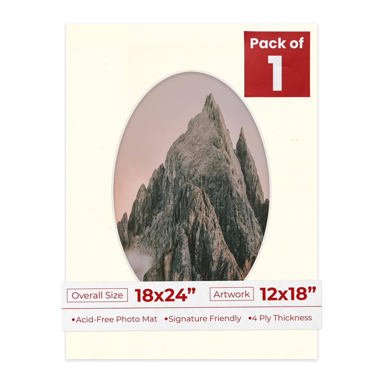 Mojave Sand Beige Mat Board for 18x24 Frames - Oval Opening for 12x18 Photos